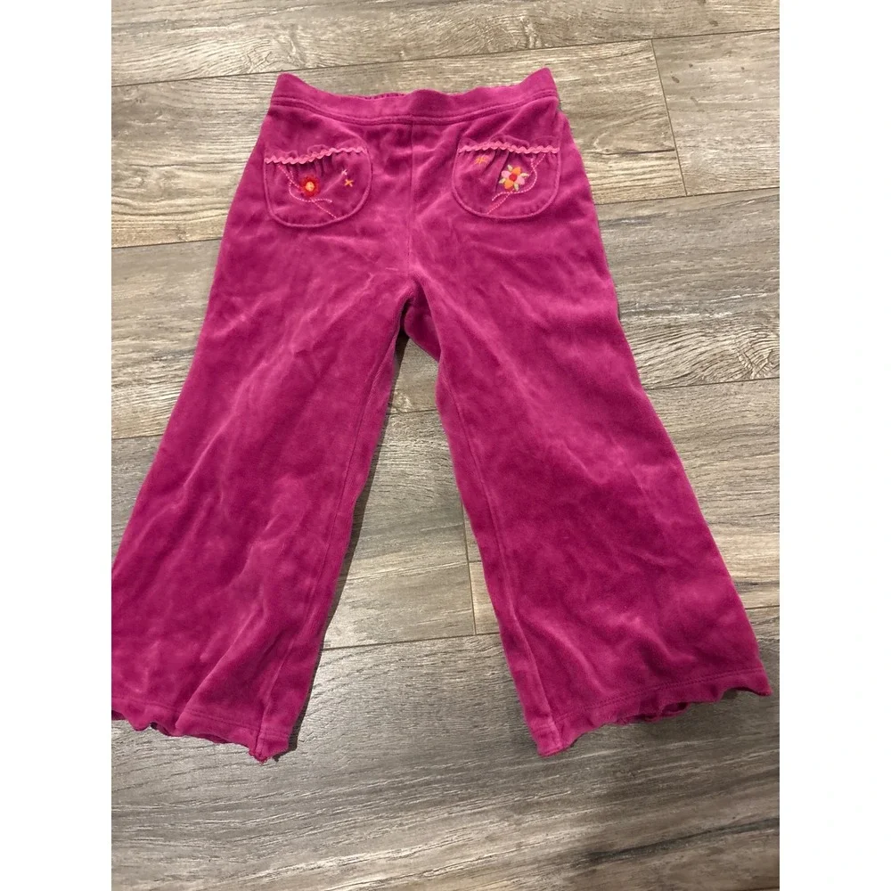 Gymboree Girls Magenta Velour Tracksuit Set Floral Embroidery 2T 3T 240183559